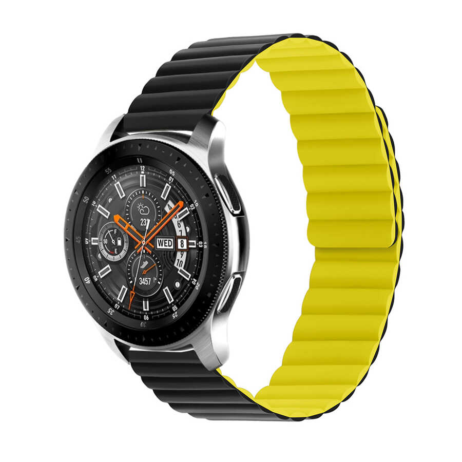 Galaxy Uyumlu Watch 42mm KRD-52 Kordon-Siyah-sarı