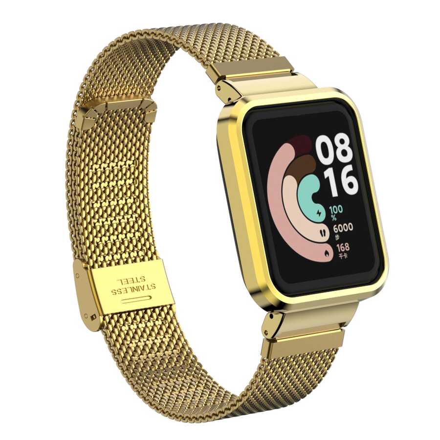 Xiaomi Uyumlu Redmi Watch (Mi Watch Lite) Tuhatu KRD-59 Metal Kordon-Gold