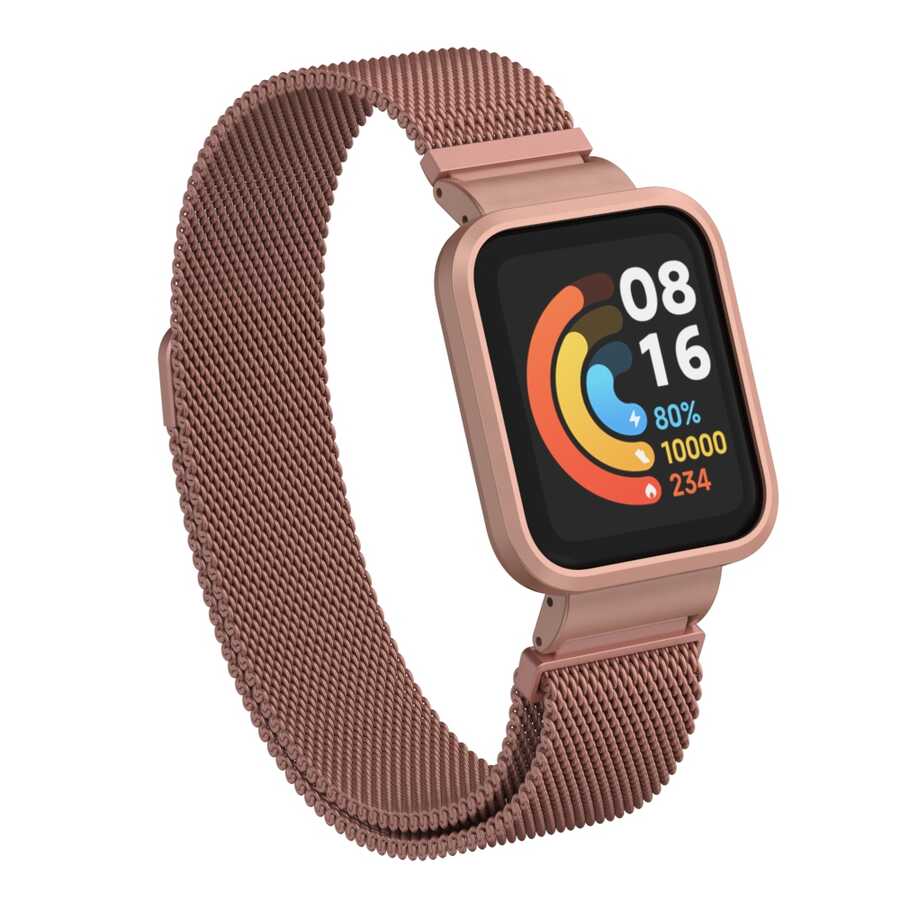 Xiaomi Uyumlu Redmi Watch (Mi Watch Lite) Tuhatu KRD-58 Metal Kordon-Pembe