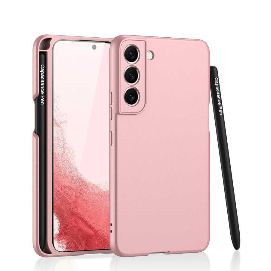 Galaxy Uyumlu S22 Plus Kılıf Tuhatu Kalemli Kıpta Kapak-Rose gold