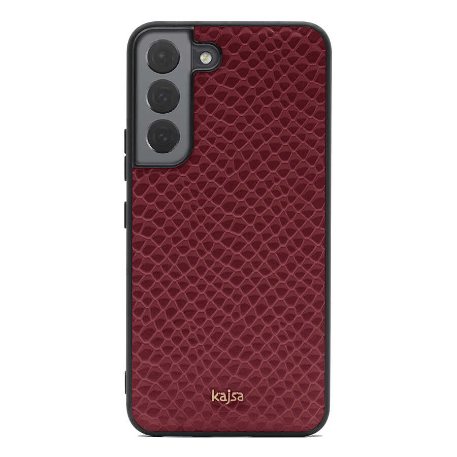 Galaxy Uyumlu S22 Plus Kılıf ​Kajsa Pearl Pattern Hakiki Deri Kapak-Mürdüm