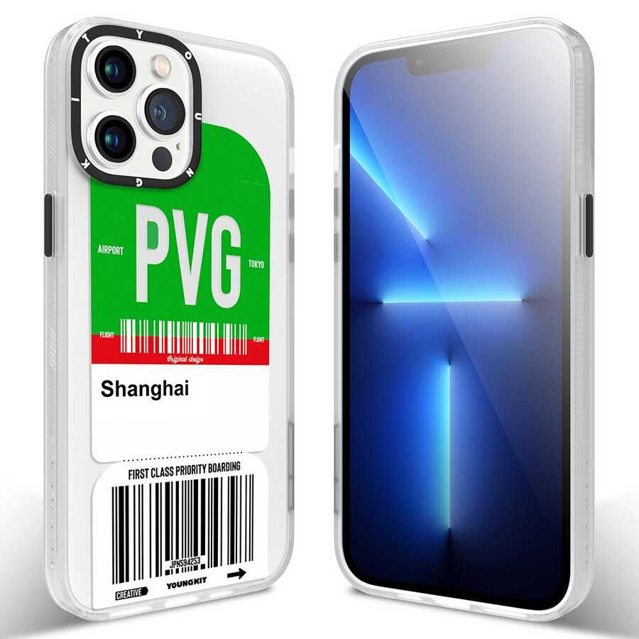 iPhone Uyumlu 13 Pro Kılıf YoungKit Any Time Trip Serisi Kapak-Cl028 shangai