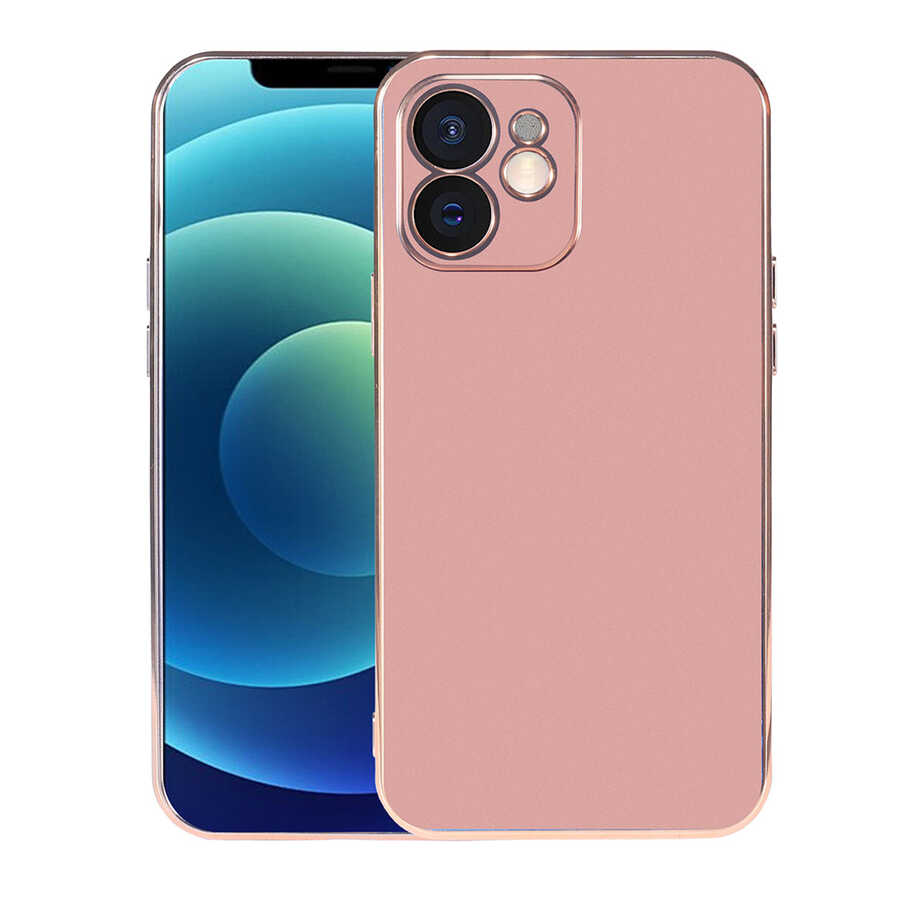 iPhone Uyumlu 12 Kılıf Tuhatu Viyana Kapak-Rose gold