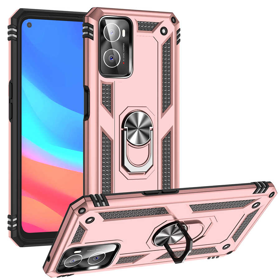 Oppo A76 Kılıf Tuhatu Tank Kapak-Rose gold