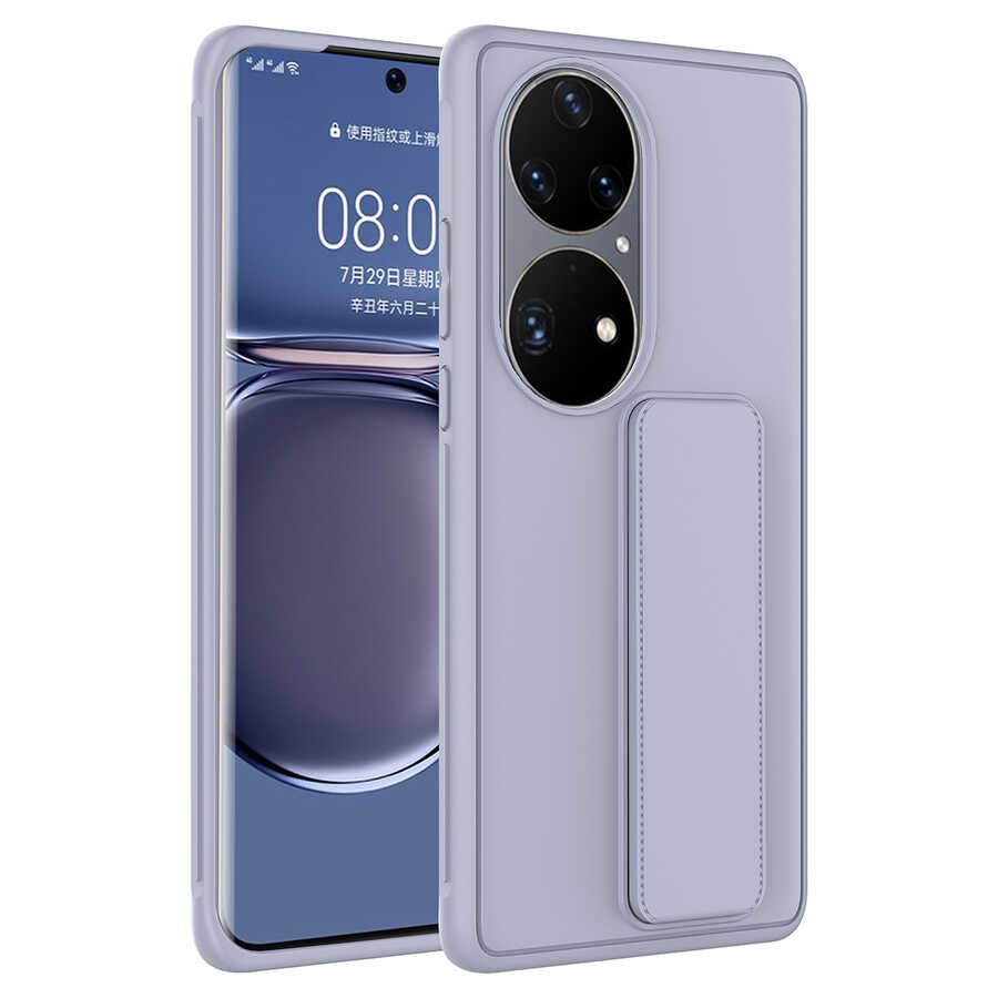 Huawei Uyumlu P50 Pro Kılıf Tuhatu Datça Kapak-Gri