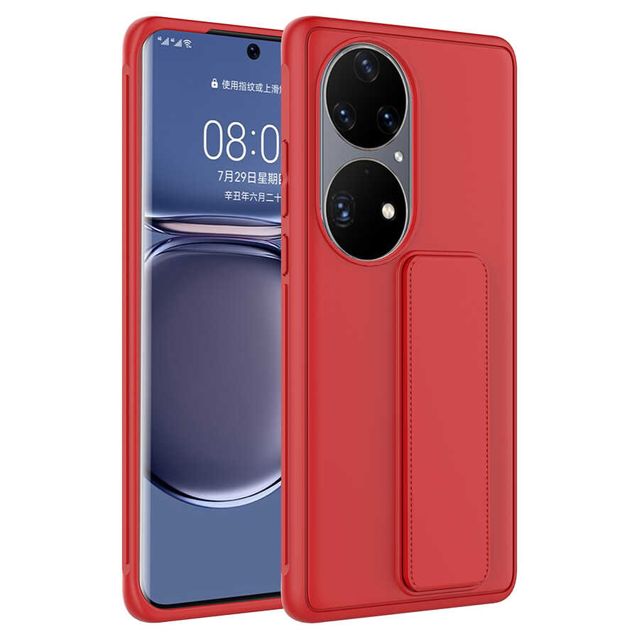 Huawei Uyumlu P50 Pro Kılıf Tuhatu Datça Kapak-Kırmızı