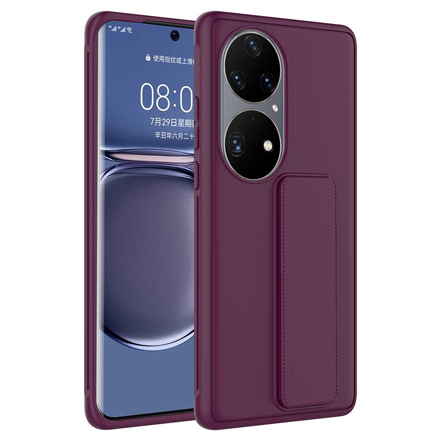 Huawei Uyumlu P50 Pro Kılıf Tuhatu Datça Kapak-Mürdüm