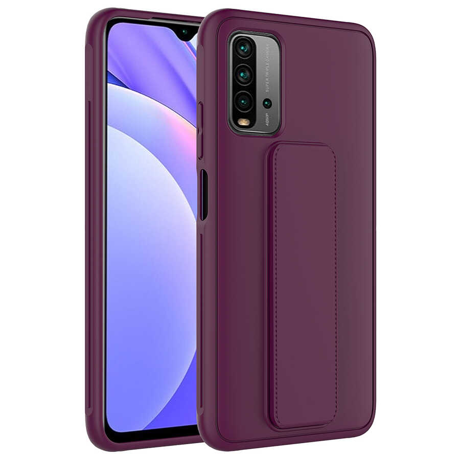 Xiaomi Uyumlu Redmi 9T Kılıf Tuhatu Datça Kapak-Mürdüm