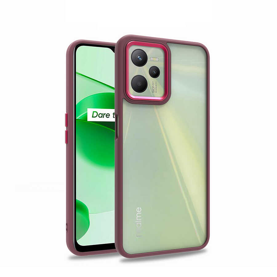 Realme C35 Kılıf Tuhatu Flora Kapak-Kırmızı