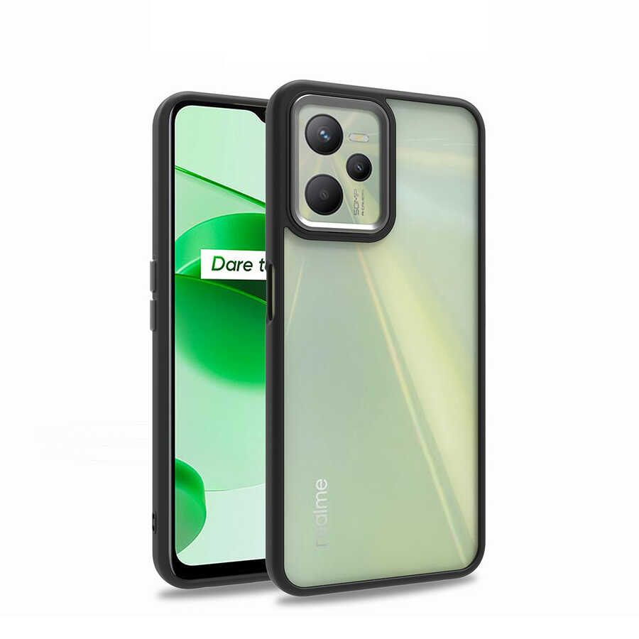 Realme C35 Kılıf Tuhatu Flora Kapak-Siyah