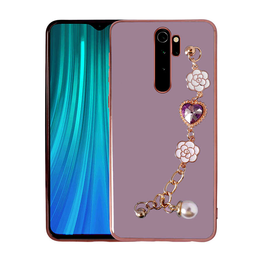 Xiaomi Uyumlu Redmi Note 8 Pro Kılıf El Tutamaçlı Kamera Korumalı Tuhatu Taka Silikon Kapak-Mor