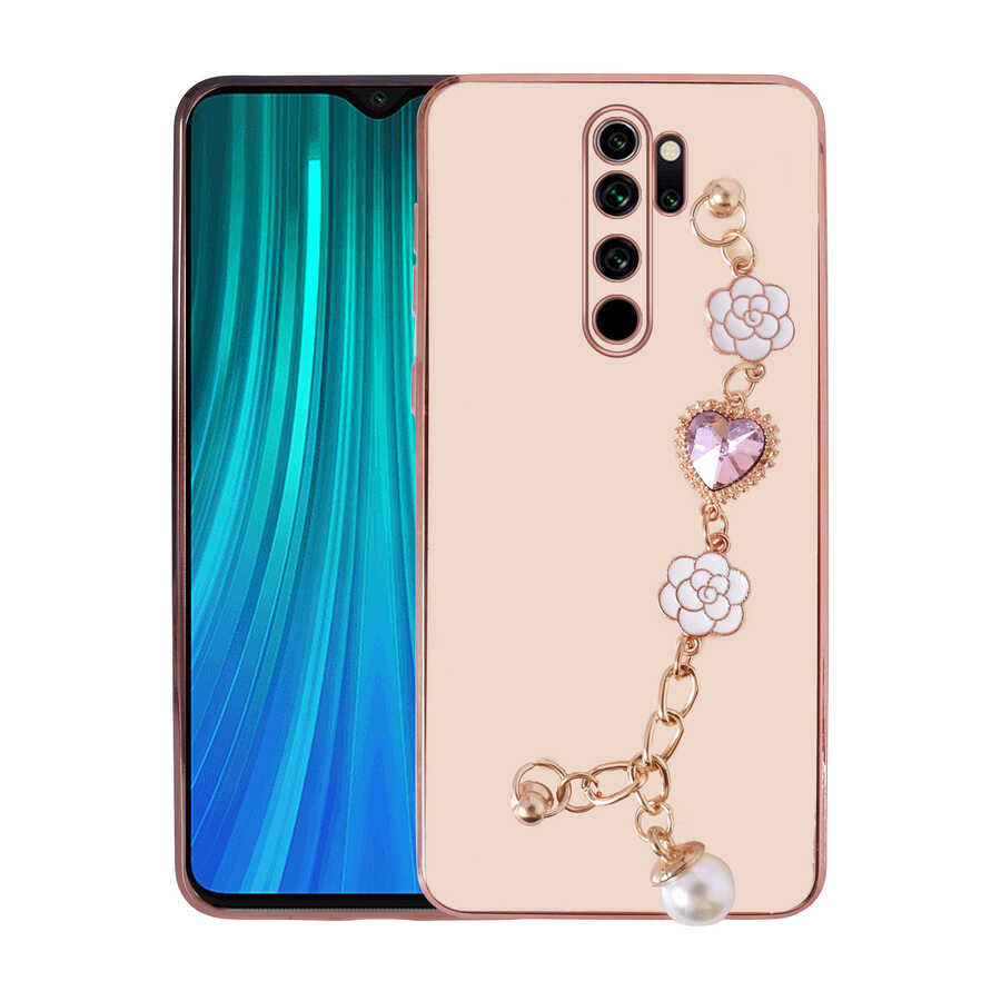 Xiaomi Uyumlu Redmi Note 8 Pro Kılıf El Tutamaçlı Kamera Korumalı Tuhatu Taka Silikon Kapak-Pembe