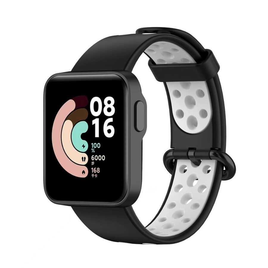 Xiaomi Uyumlu Redmi Watch 2 Lite Dama Silikon Kordon-Siyah-beyaz