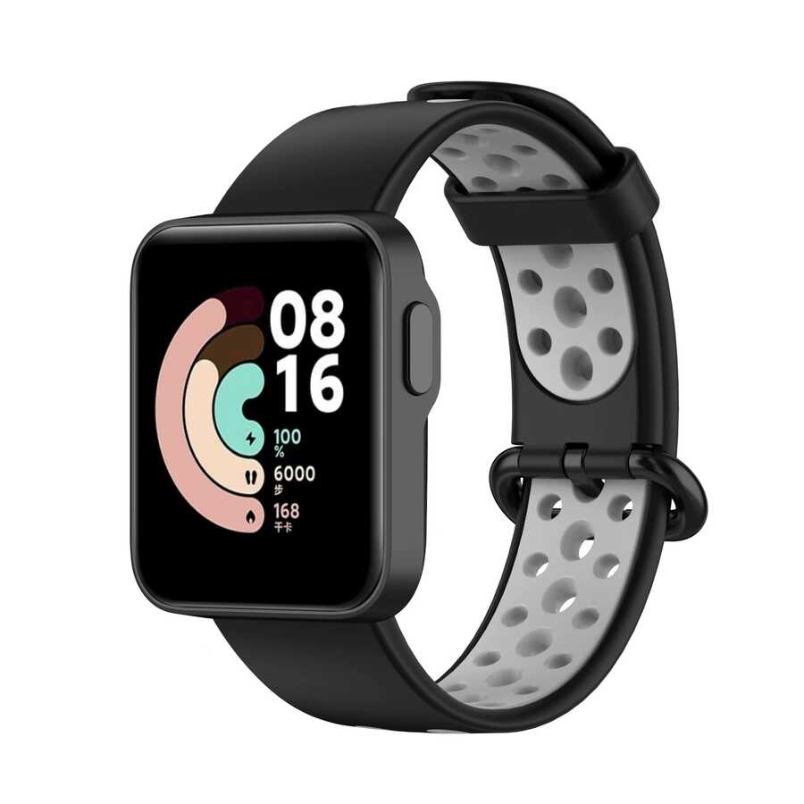 Xiaomi Uyumlu Redmi Watch 2 Lite Dama Silikon Kordon-Siyah-gri