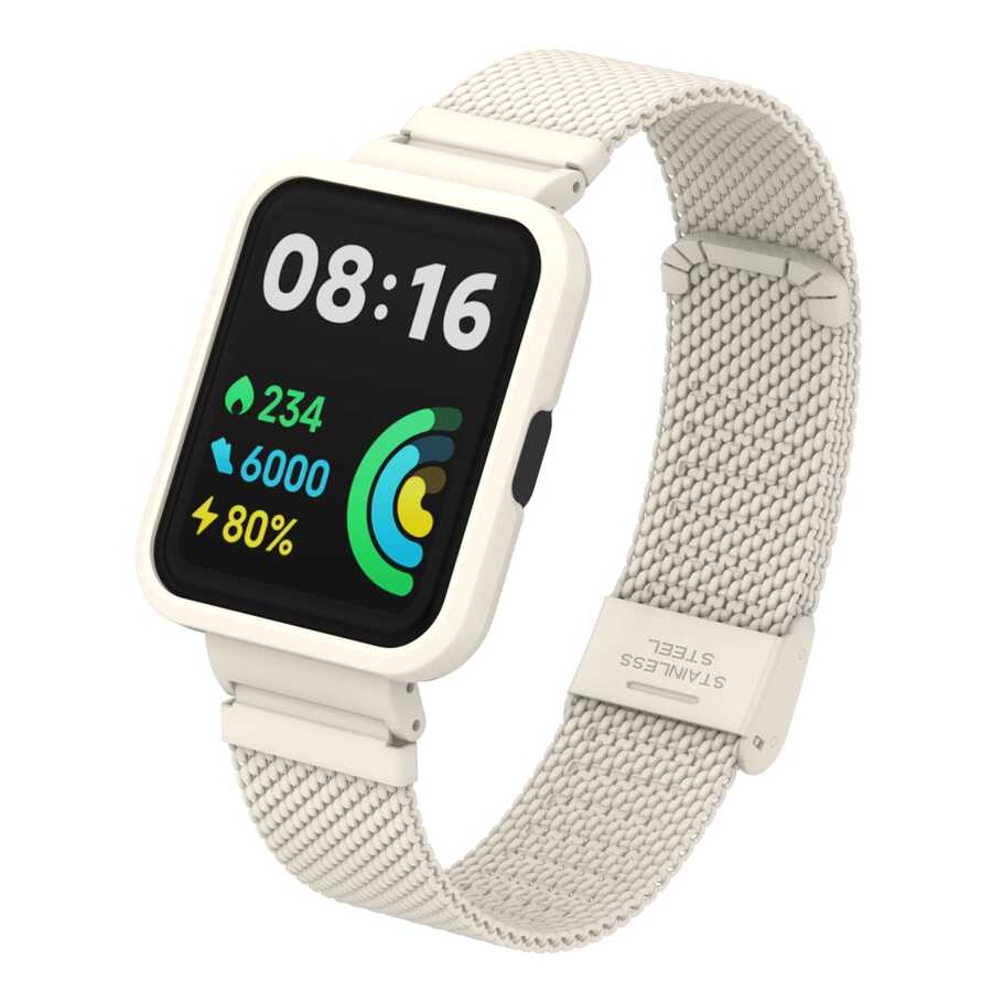 Xiaomi Uyumlu Redmi Watch 2 Lite Tuhatu KRD-66 Metal Kordon-Krem