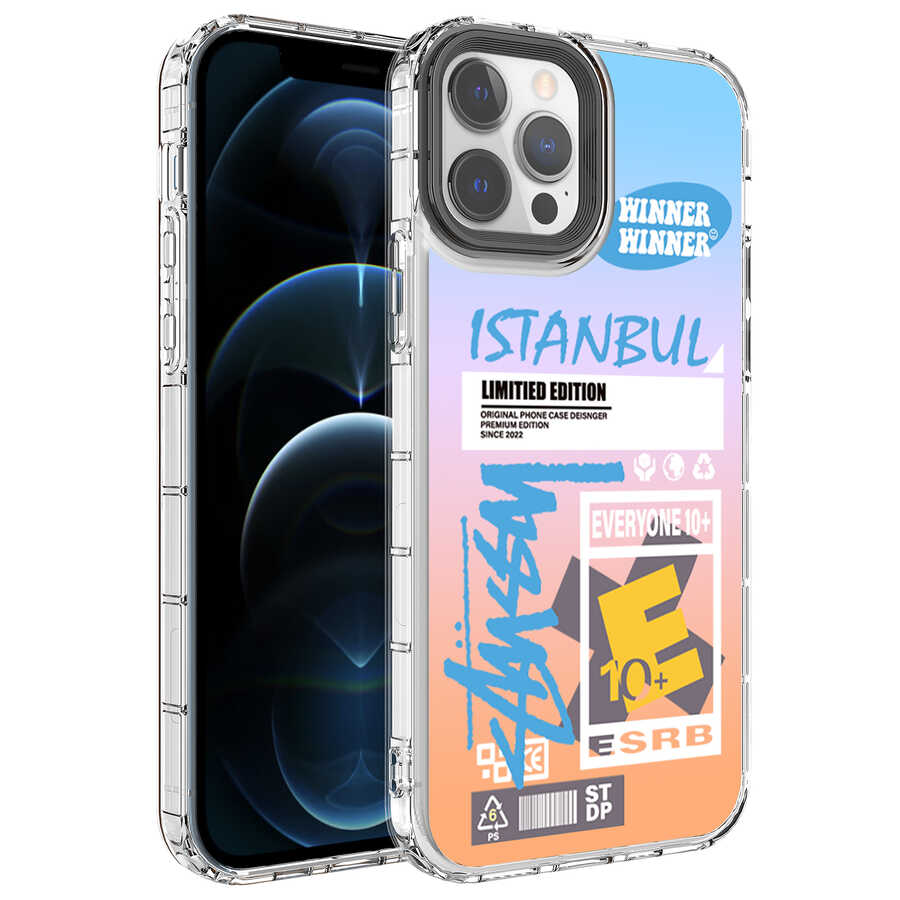 iPhone Uyumlu 12 Pro Kılıf Kamera Korumalı Renkli Desenli Sert Silikon Tuhatu Korn Kapak-No1