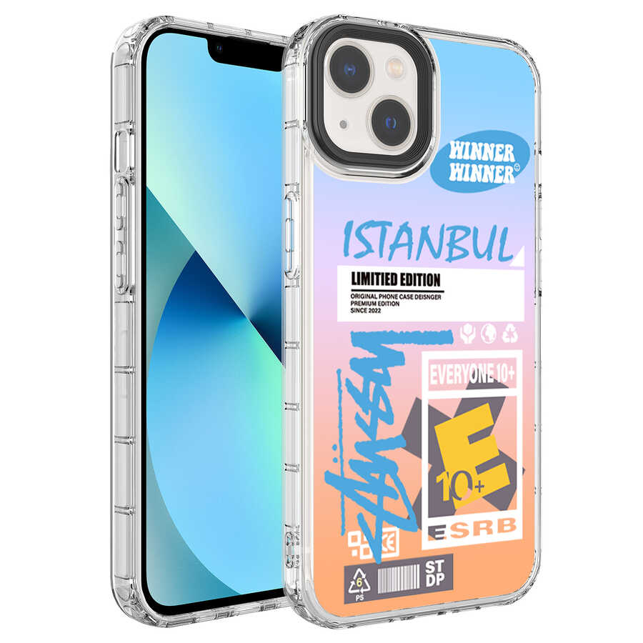 iPhone Uyumlu 13 Kılıf Kamera Korumalı Renkli Desenli Sert Silikon Tuhatu Korn Kapak-No1