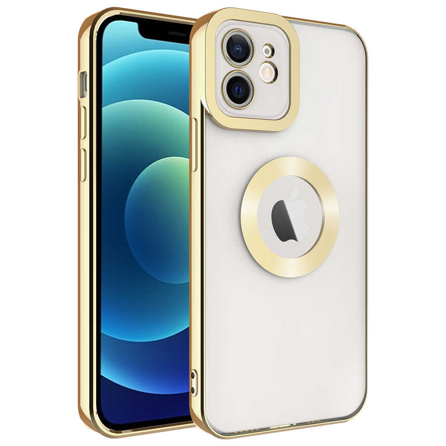 iPhone Uyumlu 11 Kılıf Kamera Korumalı Logo Gösteren Tuhatu Omega Kapak-Gold