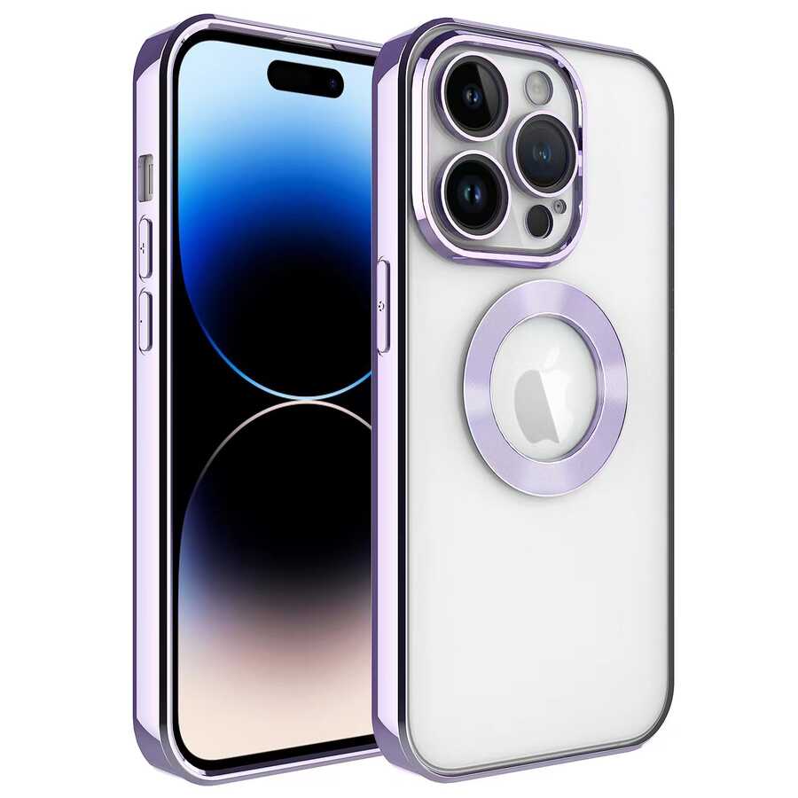 iPhone Uyumlu 12 Pro Max Kılıf Kamera Korumalı Logo Gösteren Tuhatu Omega Kapak-Lila