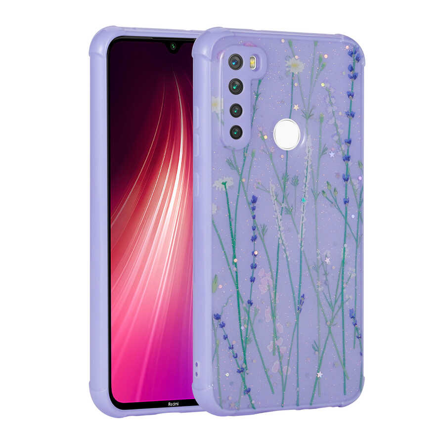 Xiaomi Uyumlu Redmi Note 8 Kılıf Simli Desenli Kamera Korumalı Parlak Tuhatu Popy Kapak-Dallar