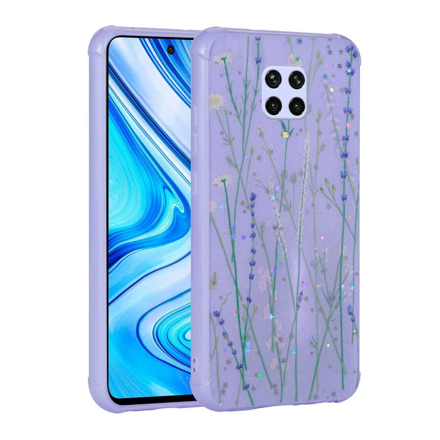 Xiaomi Uyumlu Redmi Note 9 Pro Kılıf Simli Desenli Kamera Korumalı Parlak Tuhatu Popy Kapak-Dallar