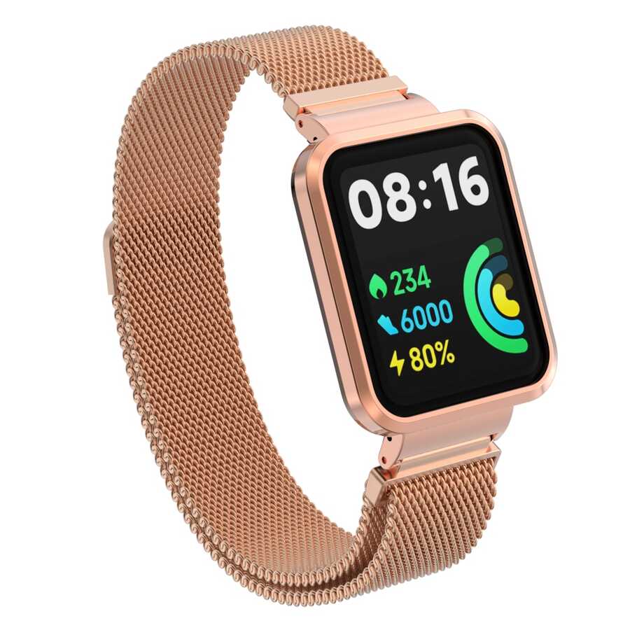 Xiaomi Uyumlu Redmi Watch 2 Lite Tuhatu KRD-58 Metal Kordon-Rose gold