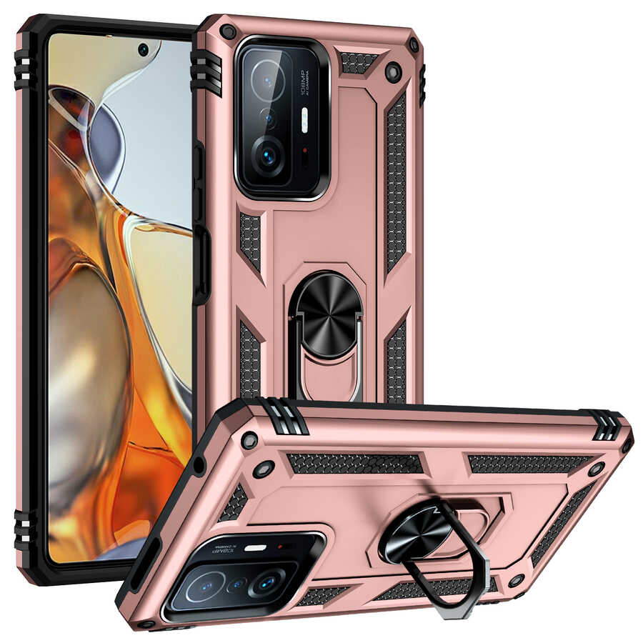 Xiaomi Uyumlu Mi 11T 5G Kılıf Tuhatu Tank Kapak-Rose gold