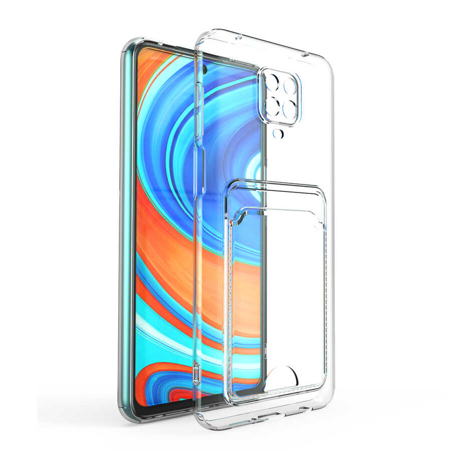 Xiaomi Uyumlu Redmi Note 9S Kılıf Kartlıklı Şeffaf Tuhatu Setra Clear Silikon Kapak