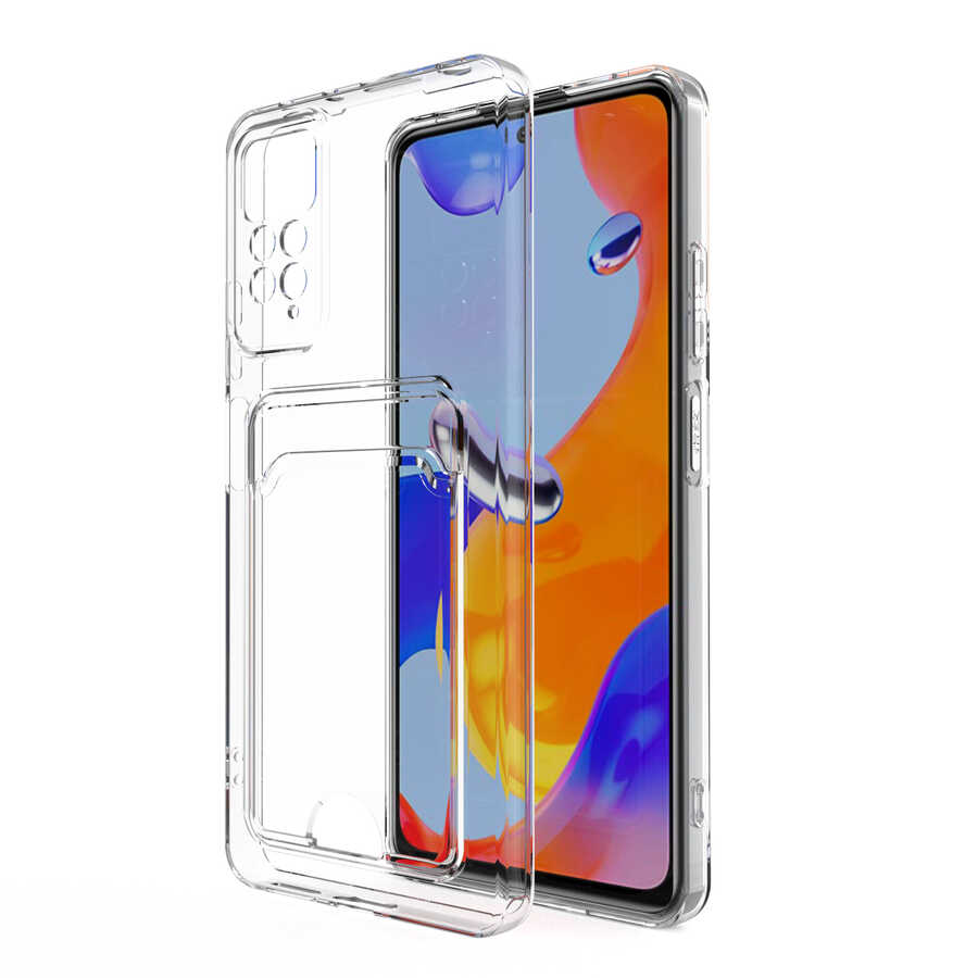 Xiaomi Uyumlu Redmi Note 11 Global Kılıf Kartlıklı Şeffaf Tuhatu Setra Clear Silikon Kapak