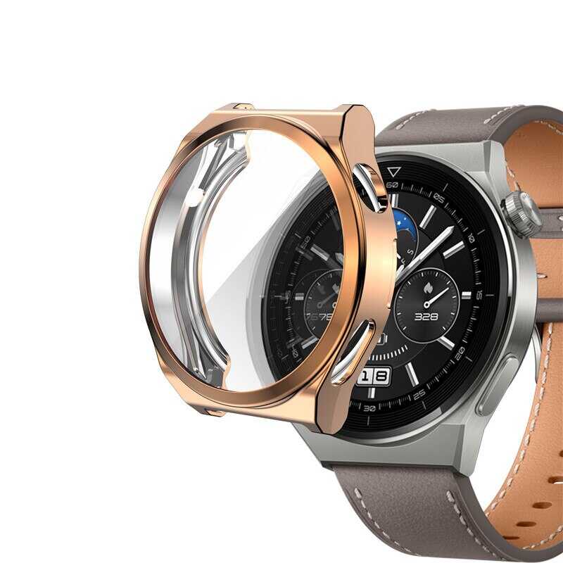 Huawei Uyumlu Watch GT 3 Pro 43mm Tuhatu Watch Gard 02 Koruyucu Silikon-Rose gold