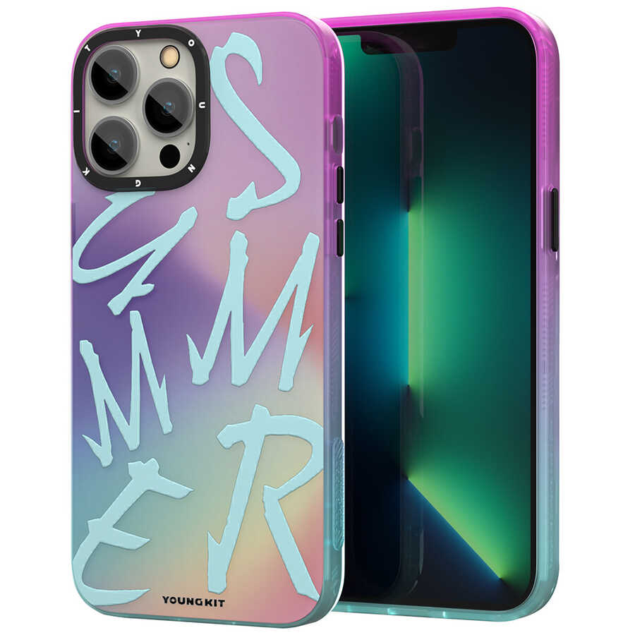 iPhone Uyumlu 13 Pro Max Kılıf YoungKit Summer Serisi Kapak-Rose gold