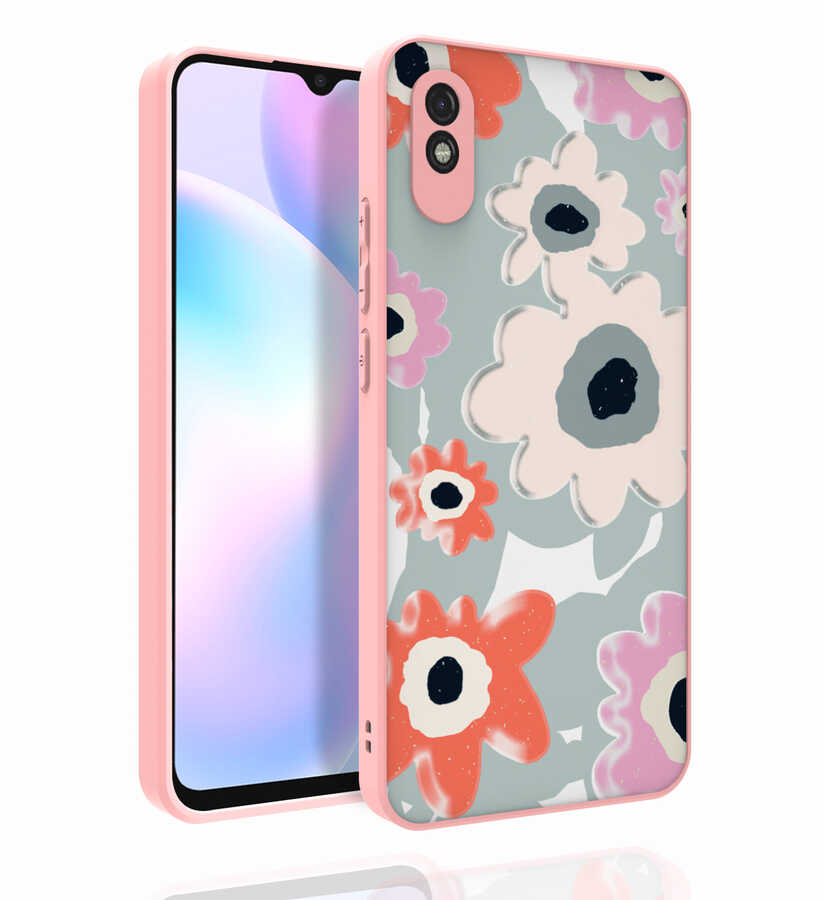 Xiaomi Uyumlu Redmi 9A Kılıf Desenli Kamera Korumalı Parlak Tuhatu Nora Kapak-No5