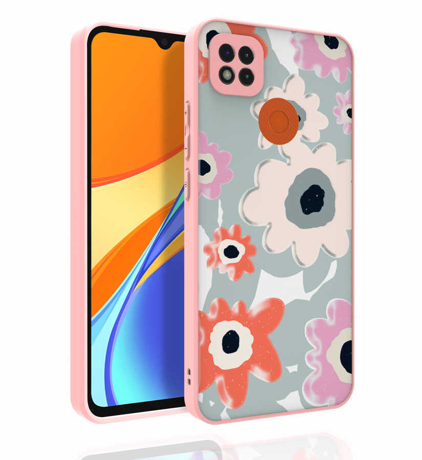 Xiaomi Uyumlu Redmi 9C Kılıf Desenli Kamera Korumalı Parlak Tuhatu Nora Kapak-No5