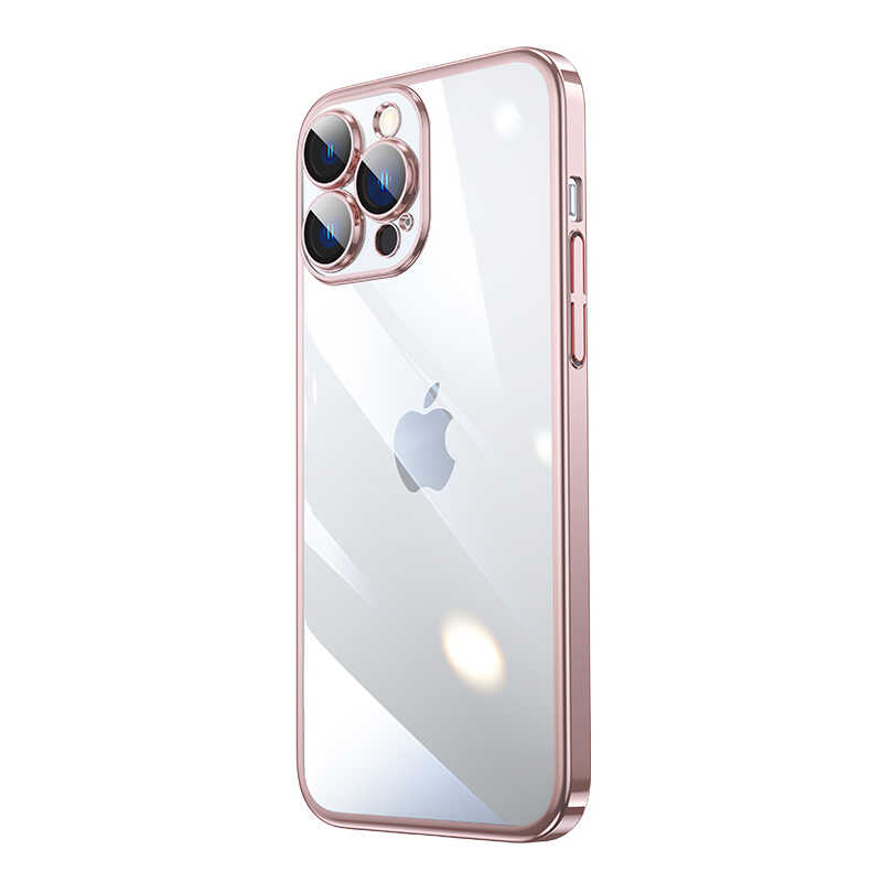 iPhone Uyumlu 14 Pro Max Kılıf Sert PC Renkli Çerçeveli Tuhatu Riksos Kapak-Rose gold