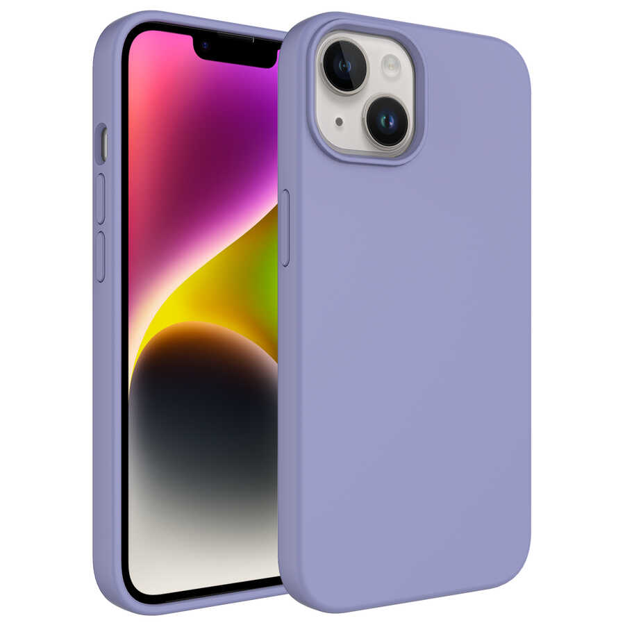 iPhone Uyumlu 14 Kılıf Sıvı Teknolojili Silinebilir Sert Tuhatu Kivi Kapak-Lavendery gray