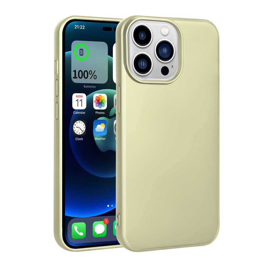 iPhone Uyumlu 14 Pro Max Kılıf Tuhatu Marino Silikon Kapak-Gold