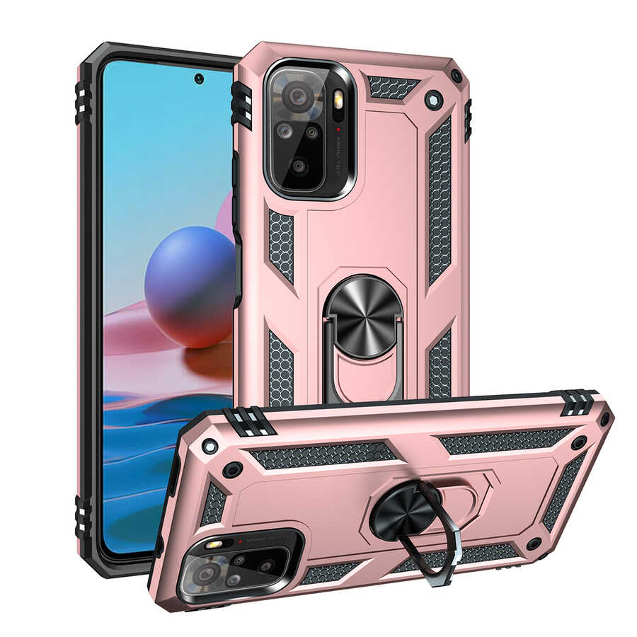 Xiaomi Uyumlu Poco M5S Kılıf Tuhatu Tank Kapak-Rose gold