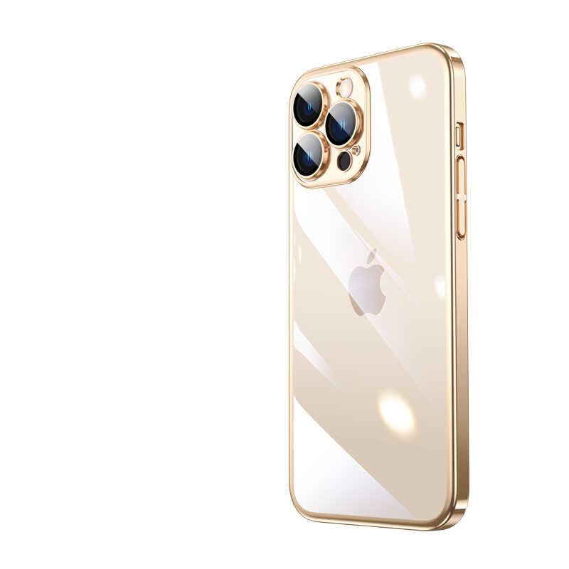 iPhone Uyumlu 13 Pro Kılıf Sert PC Renkli Çerçeveli Tuhatu Riksos Kapak-Gold