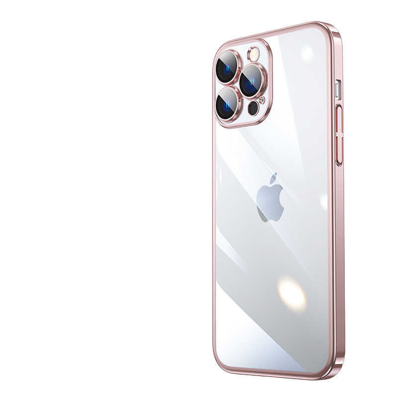 iPhone Uyumlu 13 Pro Kılıf Sert PC Renkli Çerçeveli Tuhatu Riksos Kapak-Rose gold