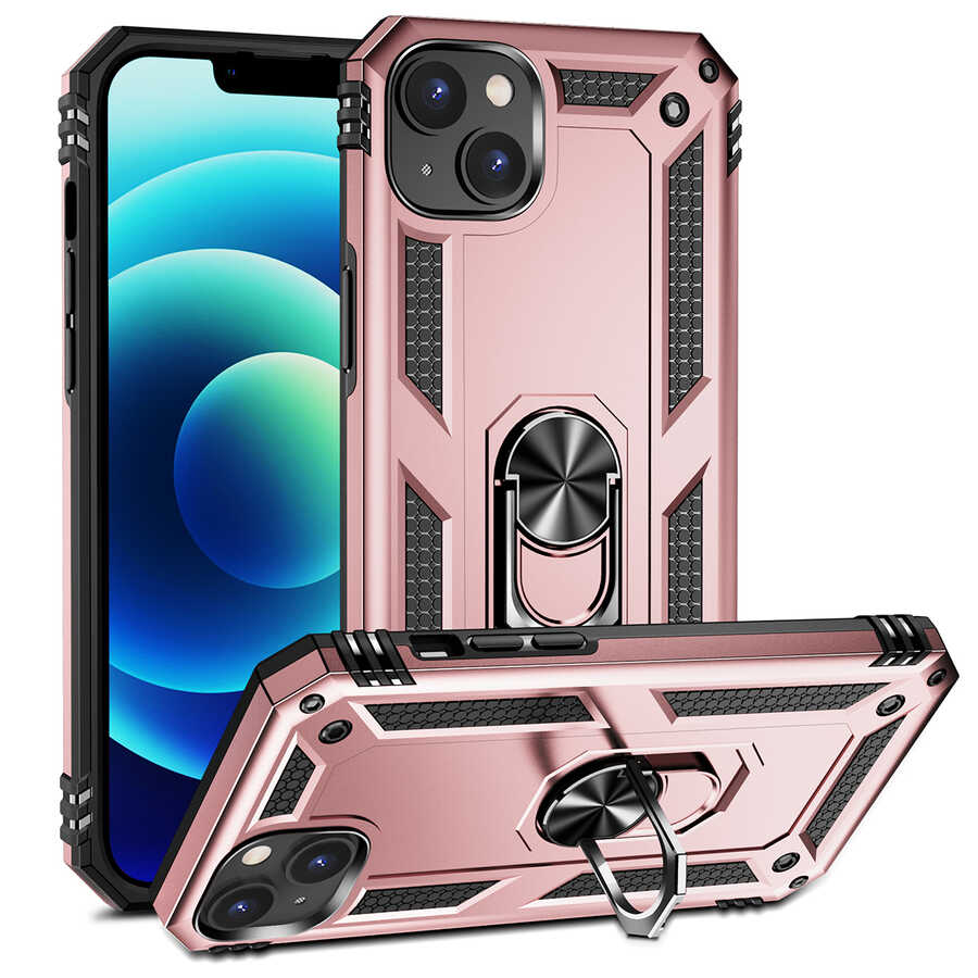 iPhone Uyumlu 14 Kılıf Tuhatu Tank Kapak-Rose gold