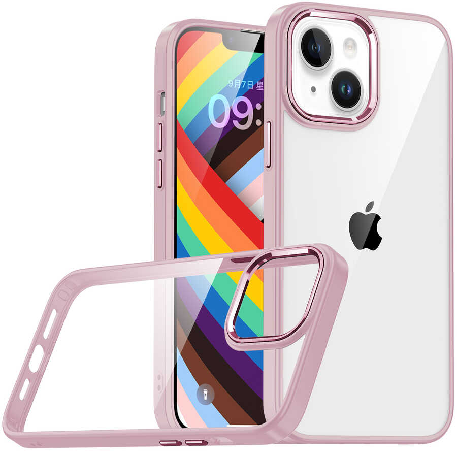 iPhone Uyumlu 14 Kılıf Tuhatu Flora Kapak-Rose gold