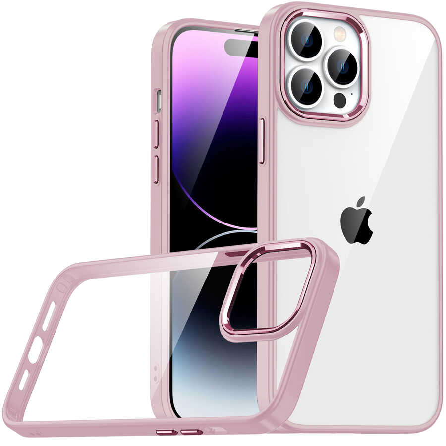 iPhone Uyumlu 14 Pro Kılıf Tuhatu Flora Kapak-Rose gold