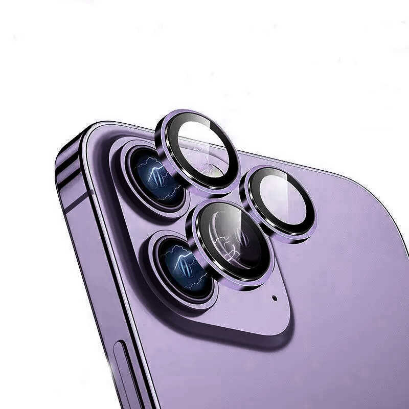 iPhone Uyumlu 14 Pro ​​​Wiwu Lens Koruyucu Metal Kamera Lens Koruyucu-Derin mor