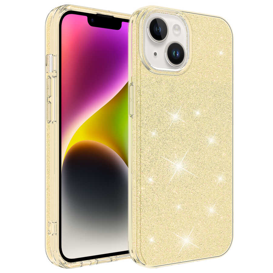 iPhone Uyumlu 14 Kılıf Tuhatu Shining Silikon-Gold