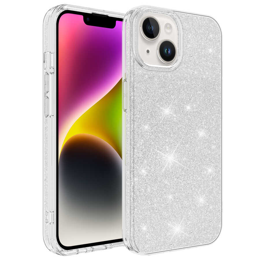 iPhone Uyumlu 14 Kılıf Tuhatu Shining Silikon-Gümüş