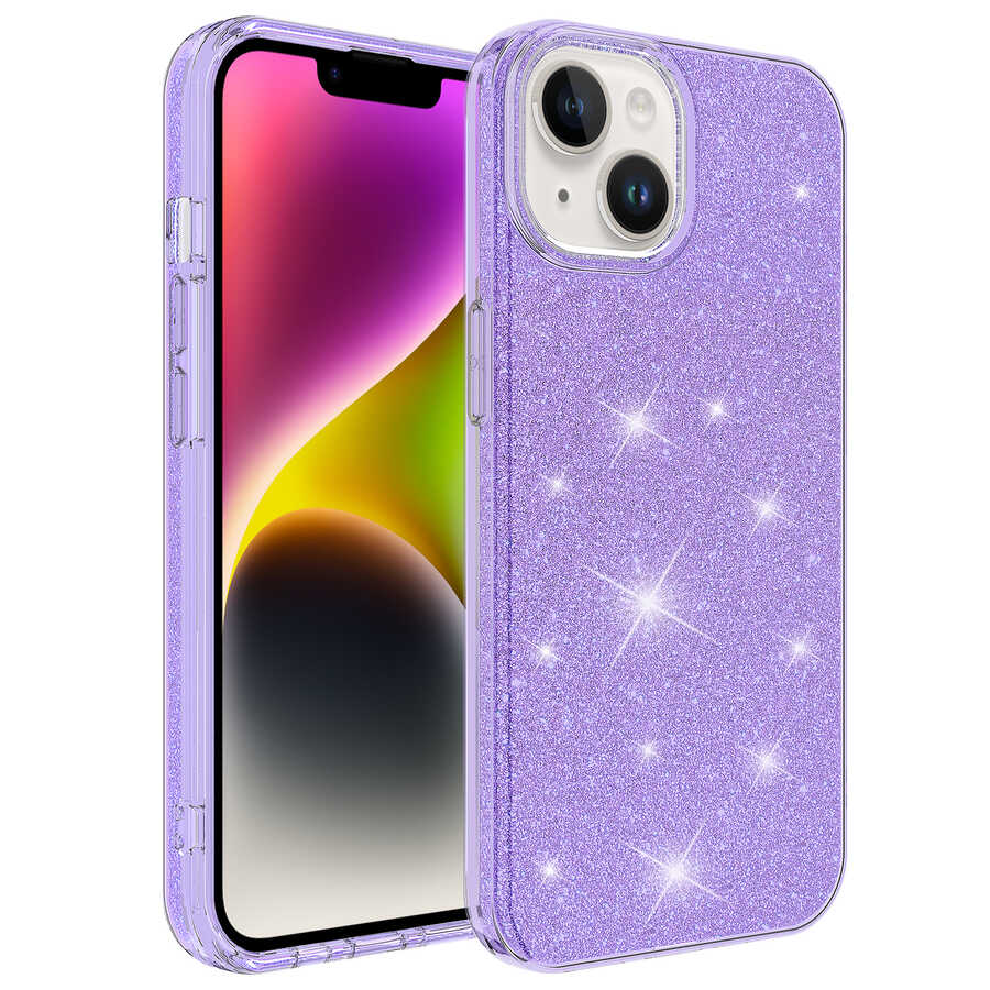 iPhone Uyumlu 14 Plus Kılıf Tuhatu Shining Silikon-Mor