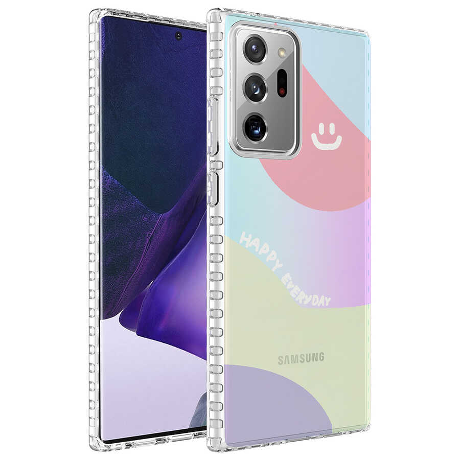 Galaxy Uyumlu Note 20 Ultra Kılıf Airbag Kenarlı Renkli Desenli Silikon Tuhatu Elegans Kapak-No7