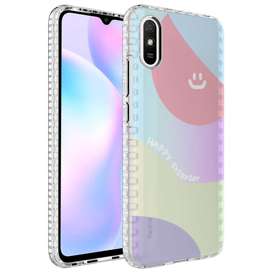 Xiaomi Uyumlu Redmi 9A Kılıf Airbag Kenarlı Renkli Desenli Silikon Tuhatu Elegans Kapak-No7