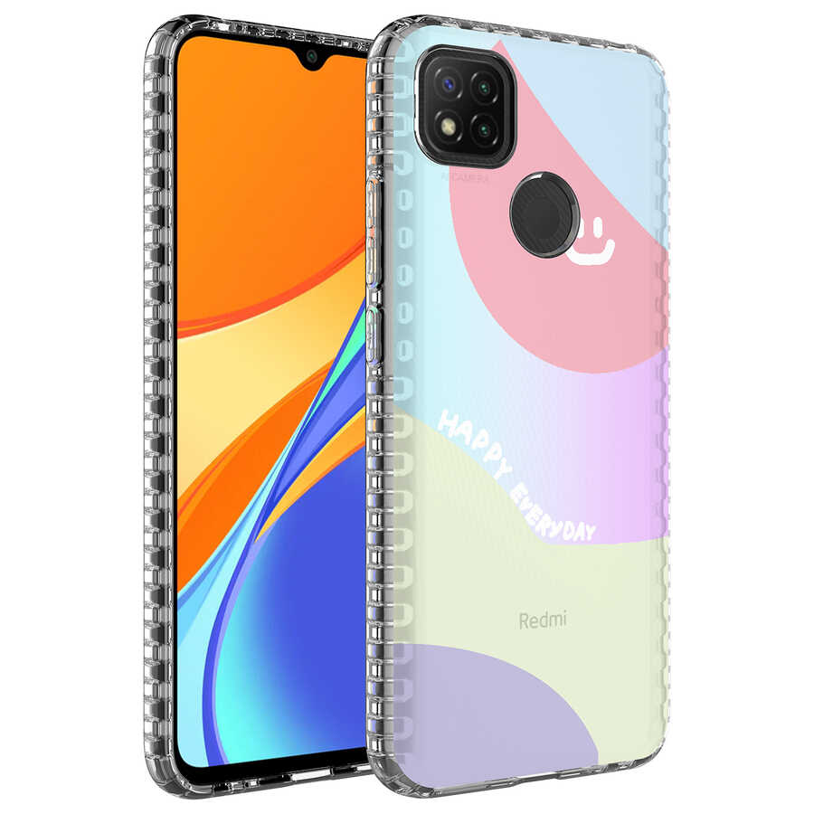 Xiaomi Uyumlu Redmi 9C Kılıf Airbag Kenarlı Renkli Desenli Silikon Tuhatu Elegans Kapak-No7