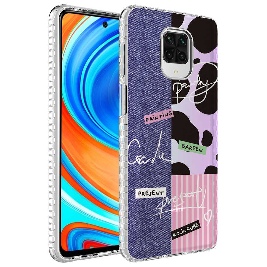 Xiaomi Uyumlu Redmi Note 9 Pro Kılıf Airbag Kenarlı Renkli Desenli Silikon Tuhatu Elegans Kapak